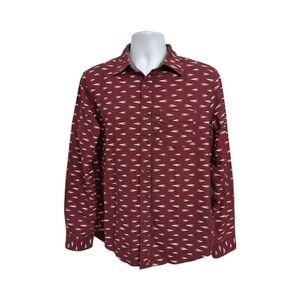 American Eagle Outfitters Burgundy and Cream Southwestern Western Shirt Size M